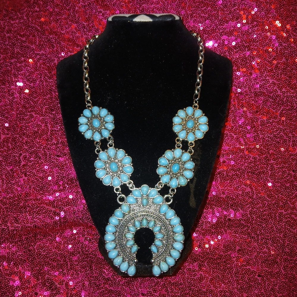 Turquoise Floral Statement Necklace